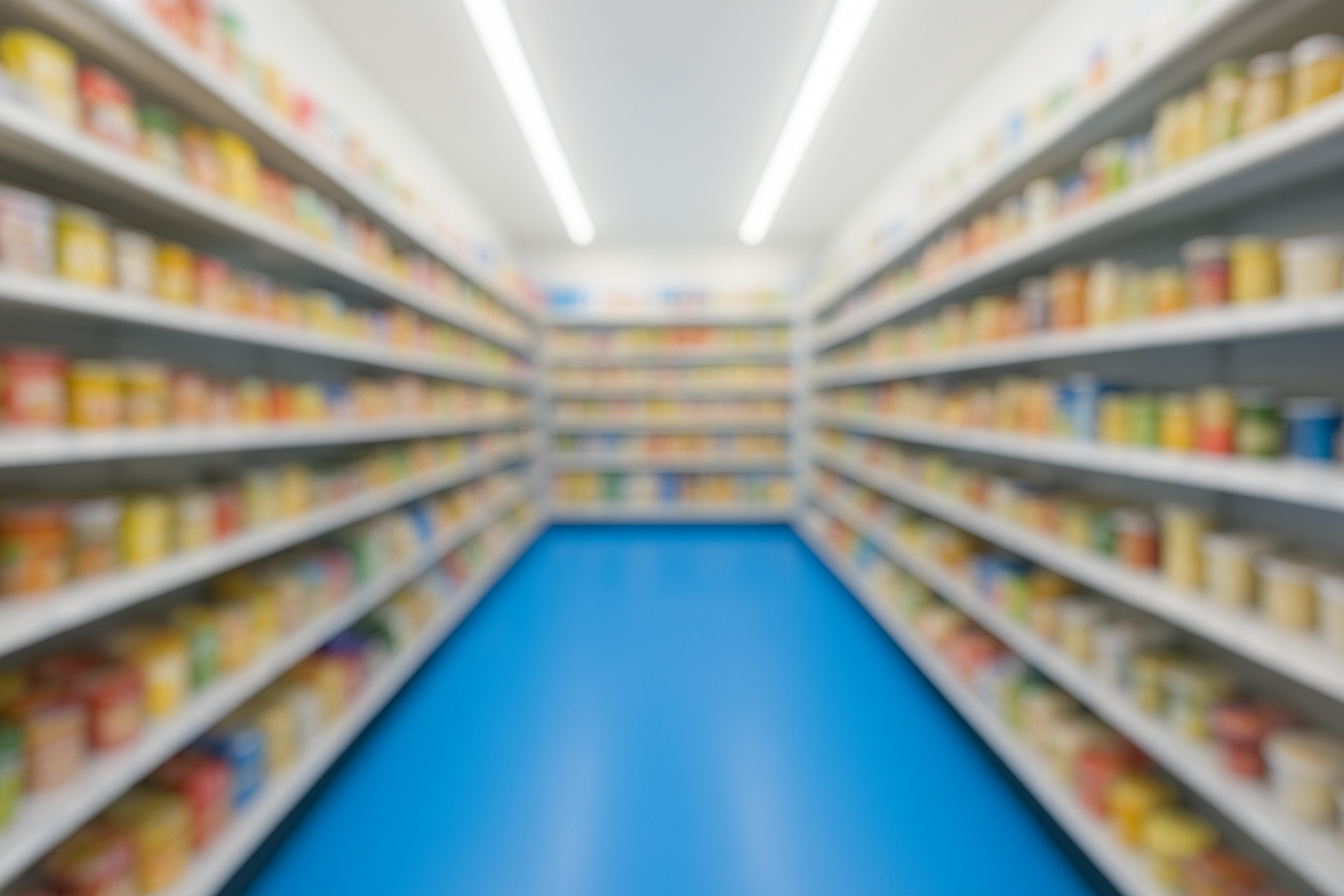 Blurred Japanese convenience store with blue floor